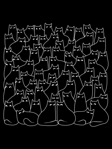 Suspicious Cats (Minimal white line version)