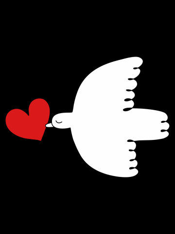 The Dove of Love - line drawn bird with a heart by Cecca Designs for Valentines