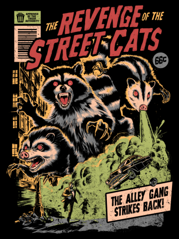 The Revenge of the Street Cats - Dark Horror Movie Raccoon Pos...