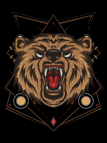 The emblem with bear. Print design for t-shirt, clothing, apparel and merchandise.