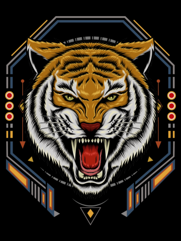 Tiger roar emblem. angry tiger vector.