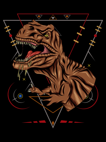 Tirex vector illustration with sacred ornament.