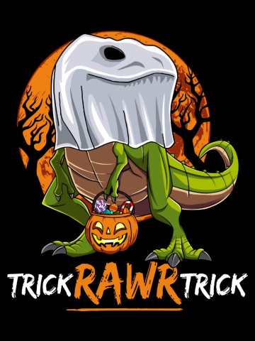 Trick Rawr Trick Halloween Dinosaur Ghost T Rex - Halloween Dinosaur