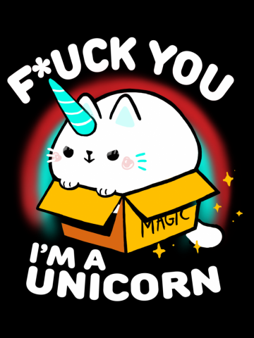 Unicorn cat - Cute Kitty in a Box - Fantasy Rainbow