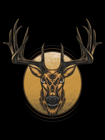 Vector Deer head illustration with ornament design in serious face. T shirt design, Logo, mascot