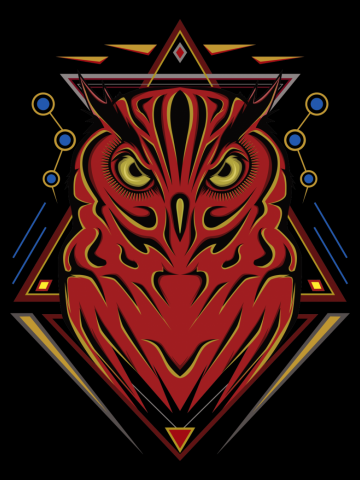Vector owl illustration with sacred design.