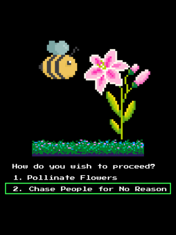 Video Game Bee Chasing People for No Reason 8-Bit Pixel Art