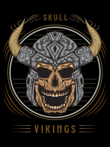Viking skull illustration with vintage style