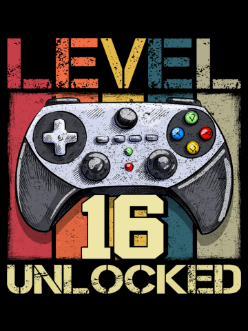 Vintage 16th Bday 16 years old Gamer Gift Level 16 Unlocked