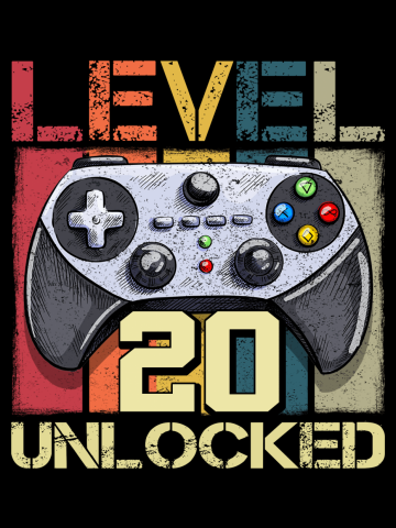 Vintage 20th Bday 20 years old Gamer Gift Level 5 Unlocked