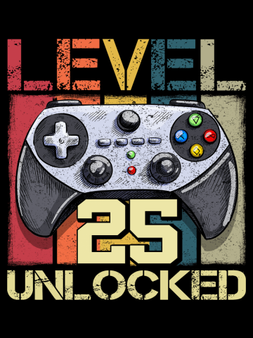 Vintage 25th Bday 25 years old Gamer Gift Level 5 Unlocked
