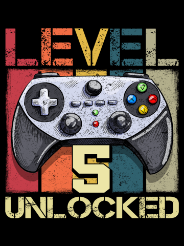Vintage 5th Bday 5 years old Gamer Gift Level 5 Unlocked