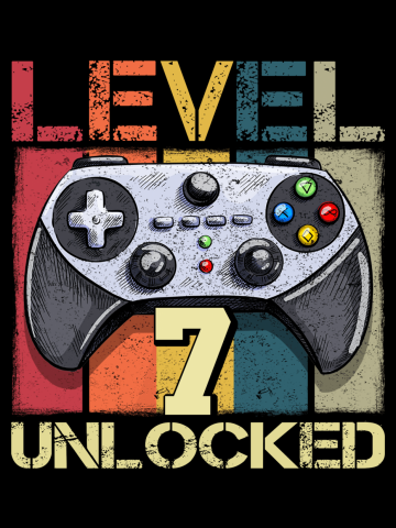 Vintage 7th Bday 7 years old Gamer Gift Level 7 Unlocked