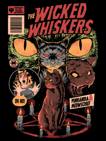 Wicked Whiskers - Dark Horror Movie Cat Poster Gift