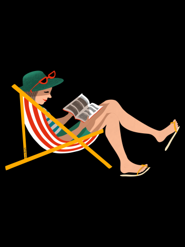 Woman relaxing in a deckchair - illustration by Cecca Designs