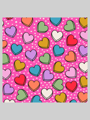 Candy Hearts Pattern (2024, Bright Pink)