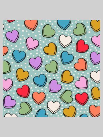 Candy Hearts Pattern (2024, Light Blue)