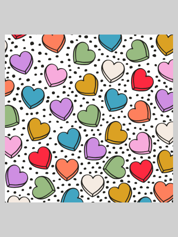 Candy Hearts Pattern (2024, White)
