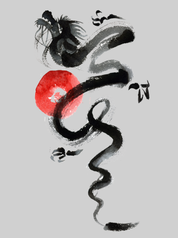 Dragon and the red sun