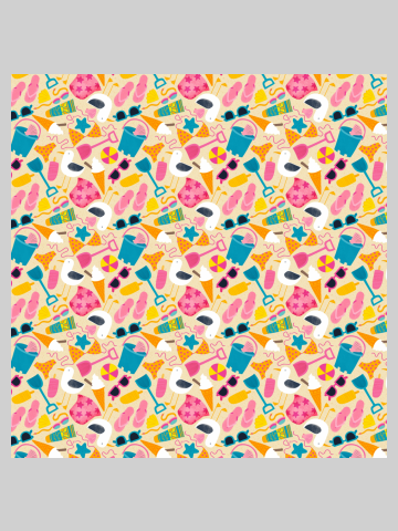 Fun at the Beach - cute pattern on sand, medium scale by Cecca Designs