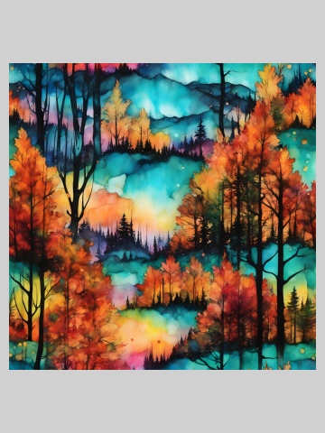 Indian Summer Fall Forest Trees Pattern
