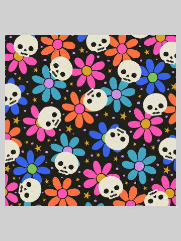 Maximalist Emo Skull and Flower Pattern