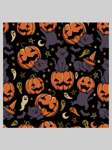 Pumpkin Field Black Cat Autumn Halloween 