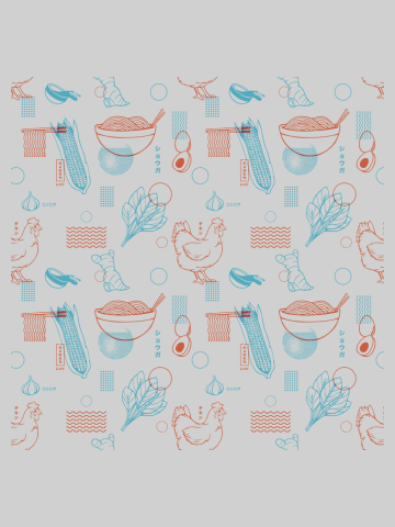 Ramen Recipe Japanese Design Minimalist Pattern 