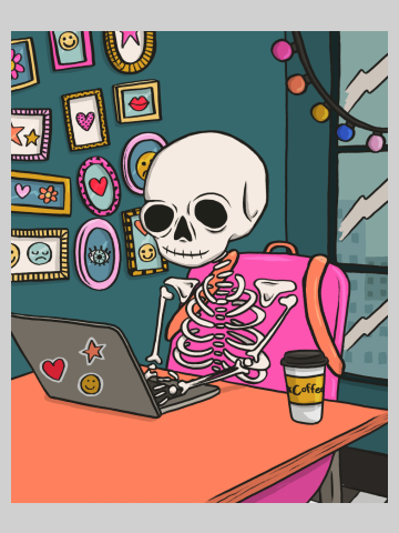 Skeleton at a Coffee Shop (2023)