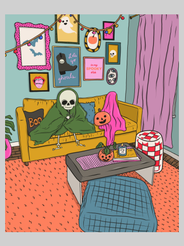 Skeleton in a Halloween Living Room (2023)