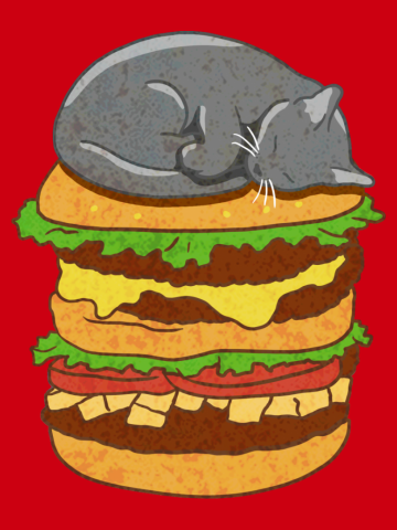 Burger Cat - grey