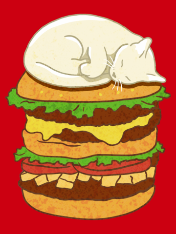 Burger Cat - white
