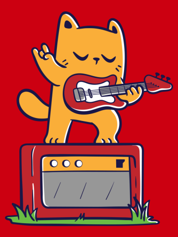 Cat and Electric Guitar