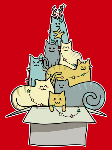 Cute Kawaii Cat Christmas Tree