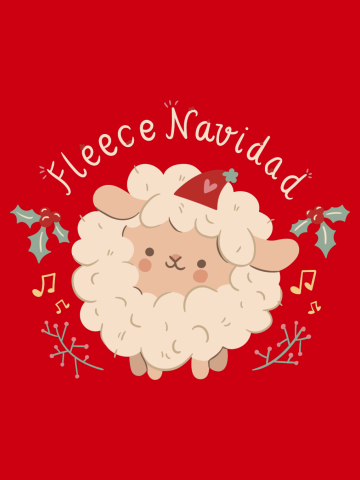 Fleece Navidad Cute Christmas Sheep - Feliz Navidad!