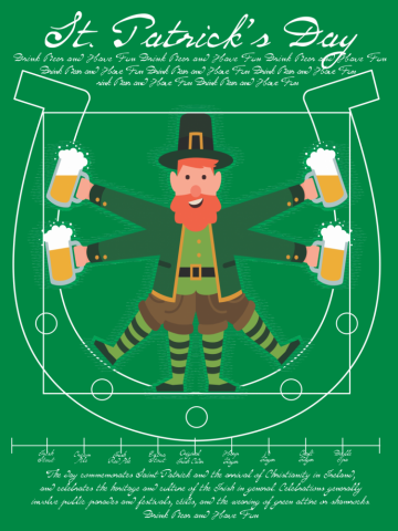 Leprechaun Man drinking beer vitruvian man