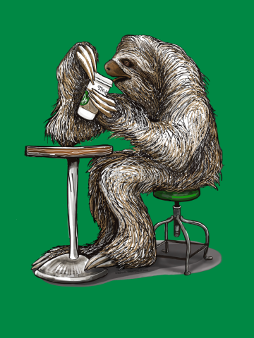 Steve the Sloth on his Coffee Break