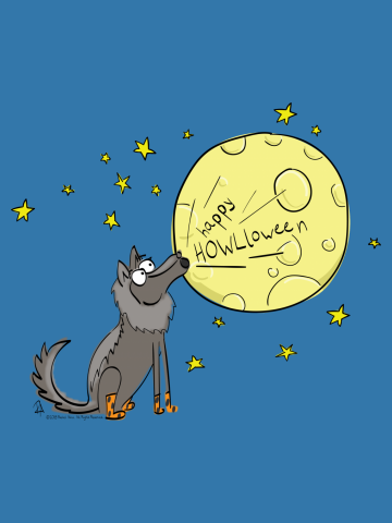Happy HOWLloween - Wolf and a Full Moon