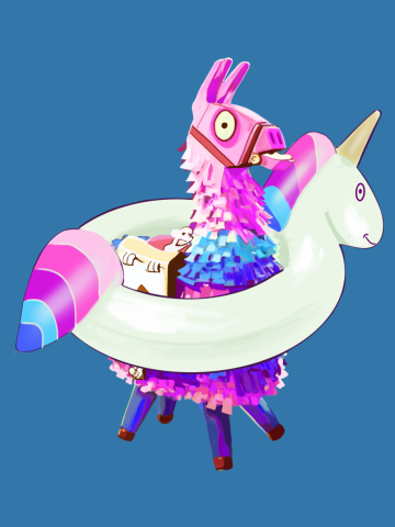 Loot llama pinata fortnite with a unicorn buoy