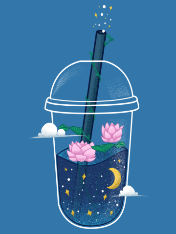 Milk Tea Bubble Tea Coffee Flower Moon Art Print