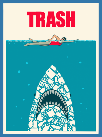 Shark trash ocean