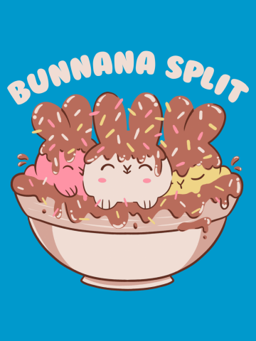Bunny Banana Split Ice Cream Cute Animals
