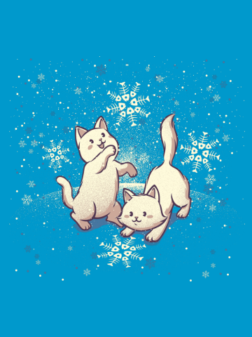 Cats Playing With Snowflakes