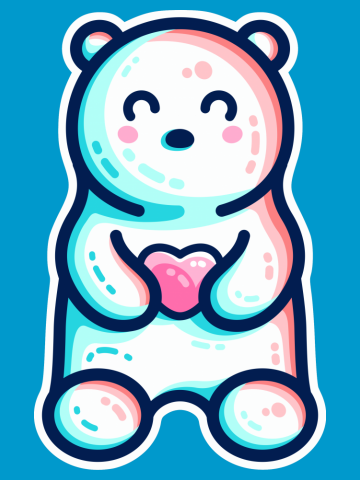 Cute Polar Bear Holding Heart