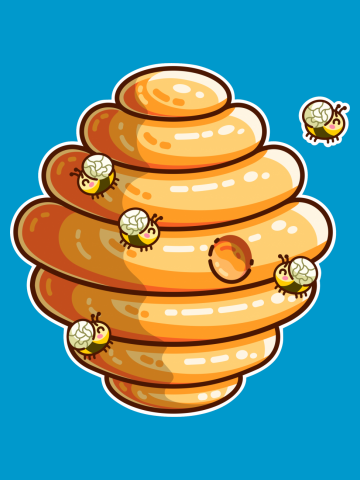 Kawaii Cute Bees and Beehive