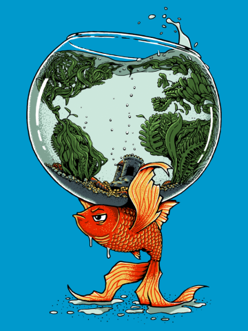 Mythology loving Fish Carrying Its World like Atlas