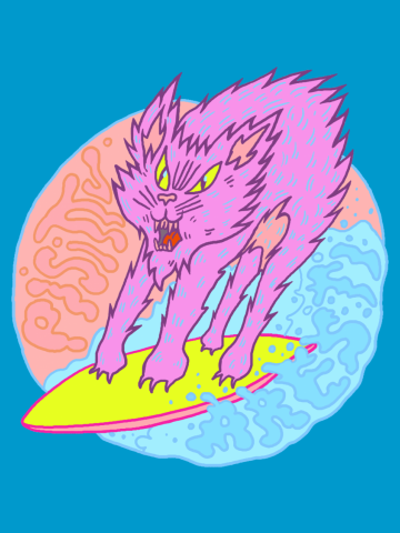 Surfer Cat Pisittu Aresti - by Miskel Design
