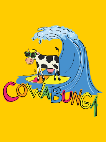 Cowabunga - A Surfing Cow Dude