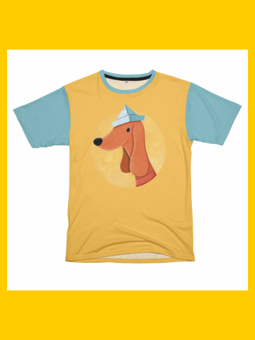 Cute Dog with Newspaper Hat | Yellow