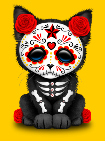 Cute Red Day of the Dead Kitten Cat